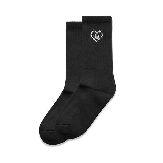 WBW-HEART SOCK - Black