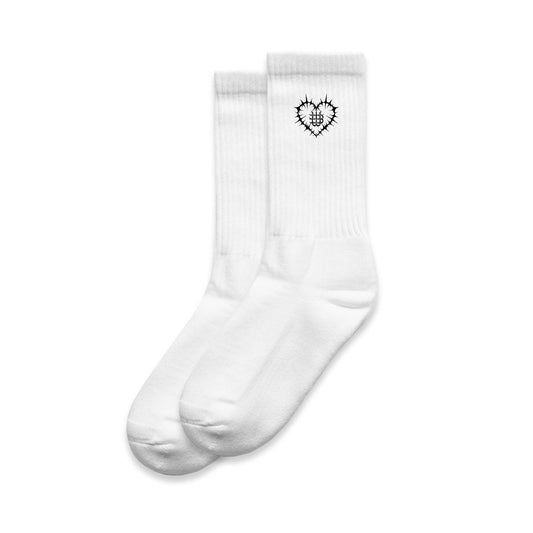 WBW-HEART SOCK - White